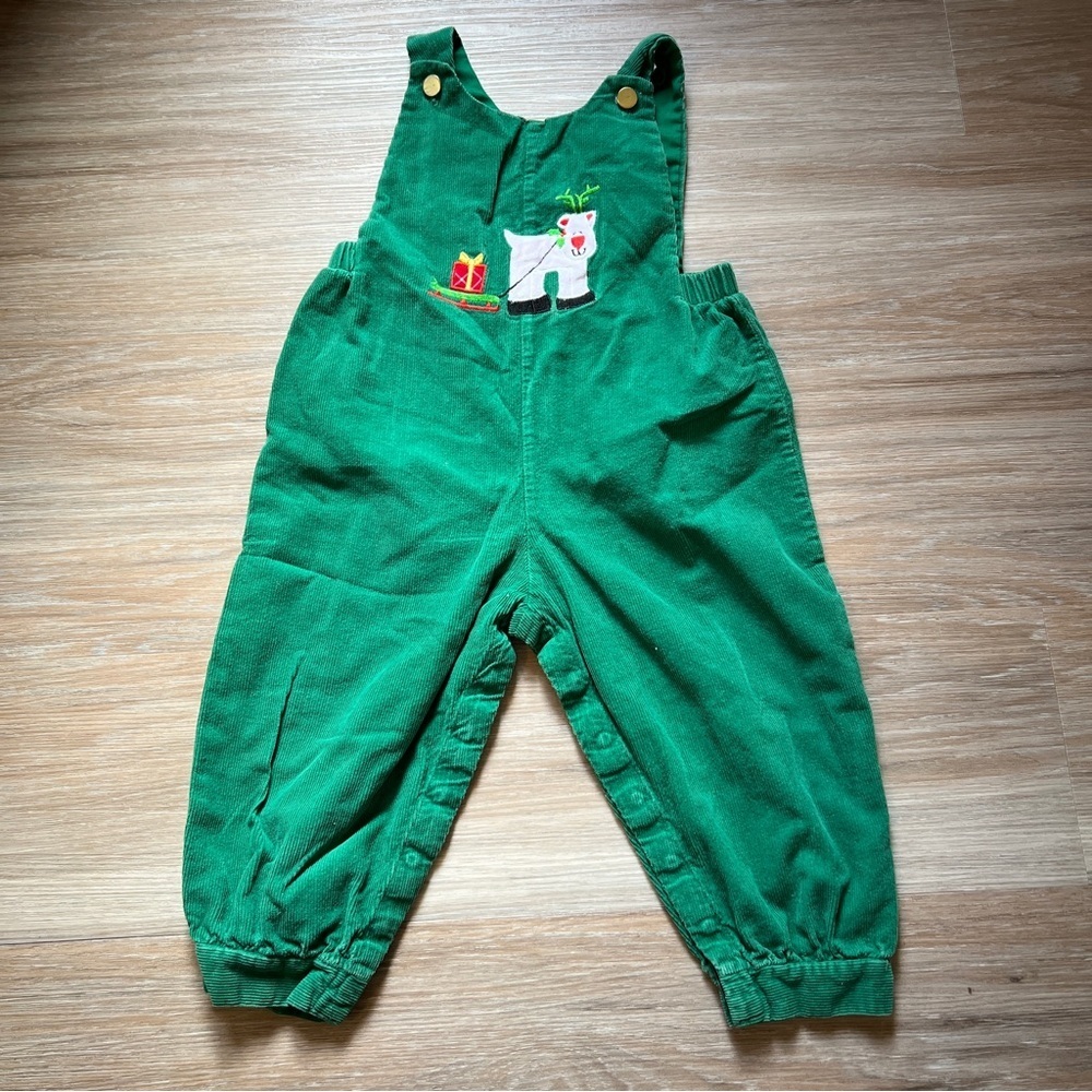 Robert Jackson Kids Green Corduroy Christmas Overalls 3T EUC holiday vintage - Picture 1 of 5